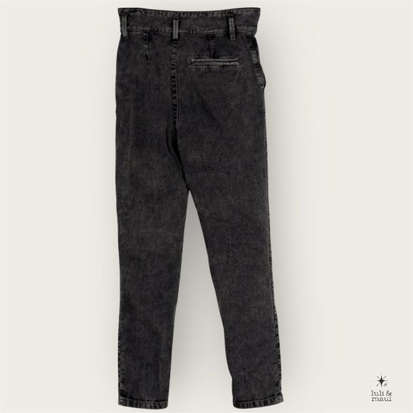 Sézane Austin High‑Waisted Paperboy Jeans Black Ankle Tapered Denim Sz0- No Belt - Picture 2 of 9